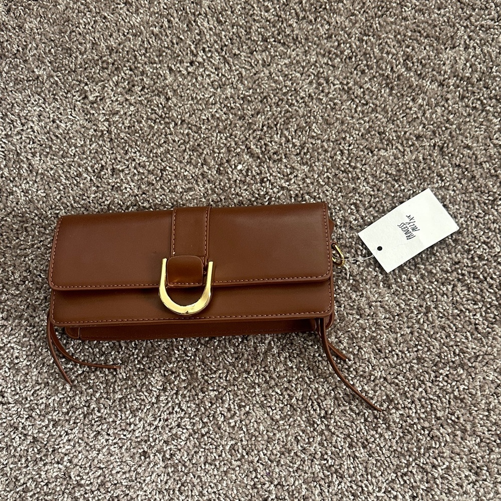 Princess Polly Tan Clutch with Gold Detail